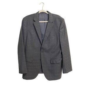 Hugo Boss Mens Gray Checkered Blazer Jacket 42R Made In Bulgaria